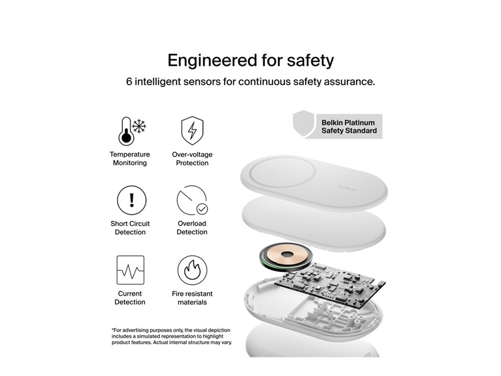 Belkin - Wireless charging stand - magnetic, foldable, with Qi2 + AC power adapter - 15 Watt - Fast Charge - white WIZ028TTWH