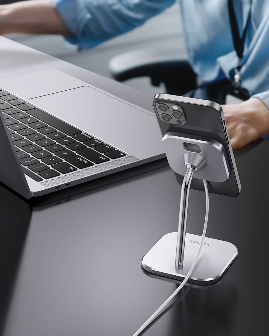 Lamicall Adjustable Aluminum Phone Stand for MagSafe Charger for Magsafe Accessories [Not fits iPhone 14-13-12][MagSafe Charger Not Included]