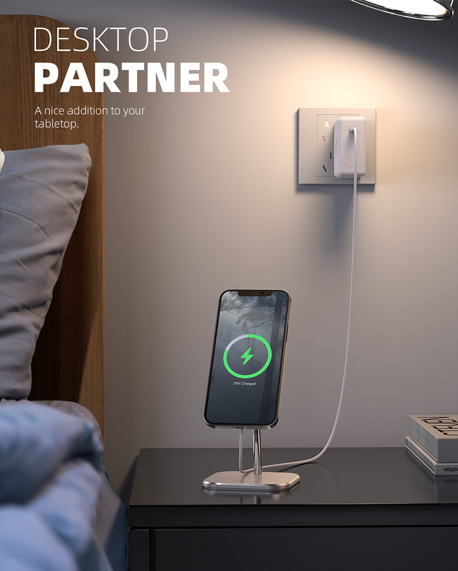 Lamicall Adjustable Aluminum Phone Stand for MagSafe Charger for Magsafe Accessories [Not fits iPhone 14-13-12][MagSafe Charger Not Included]