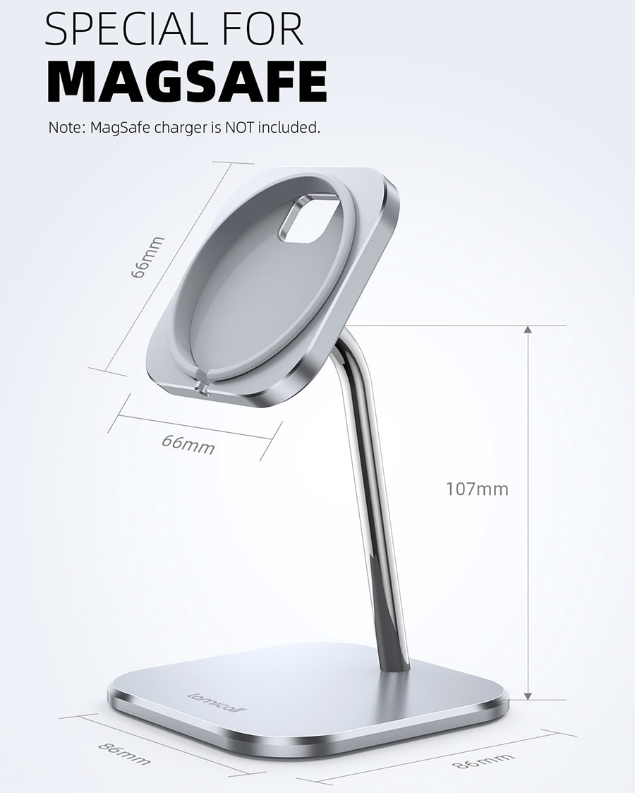 Lamicall Adjustable Aluminum Phone Stand for MagSafe Charger for Magsafe Accessories [Not fits iPhone 14-13-12][MagSafe Charger Not Included]