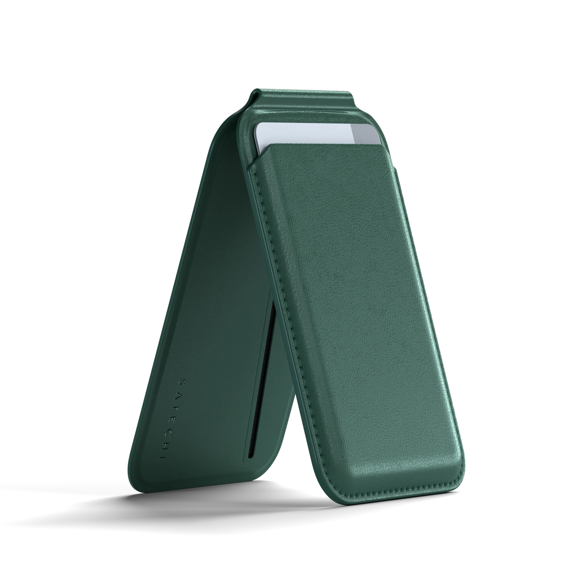 Vegan-Leather Magnetic Wallet Stand