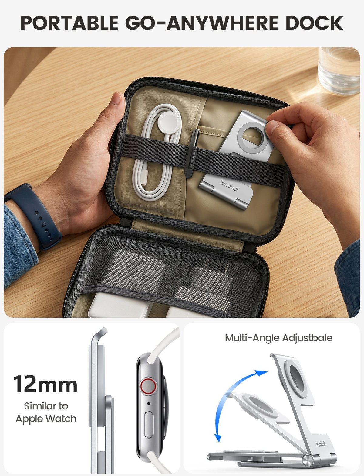 Foldable Aluminum Foldable Apple Watch Stand for Charger