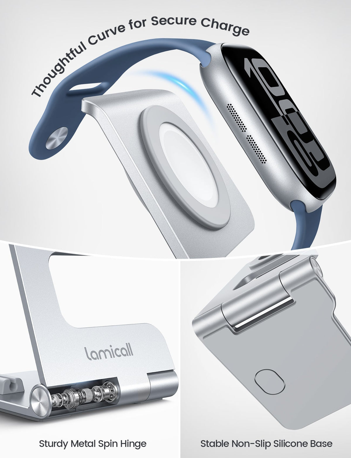 Foldable Aluminum Foldable Apple Watch Stand for Charger