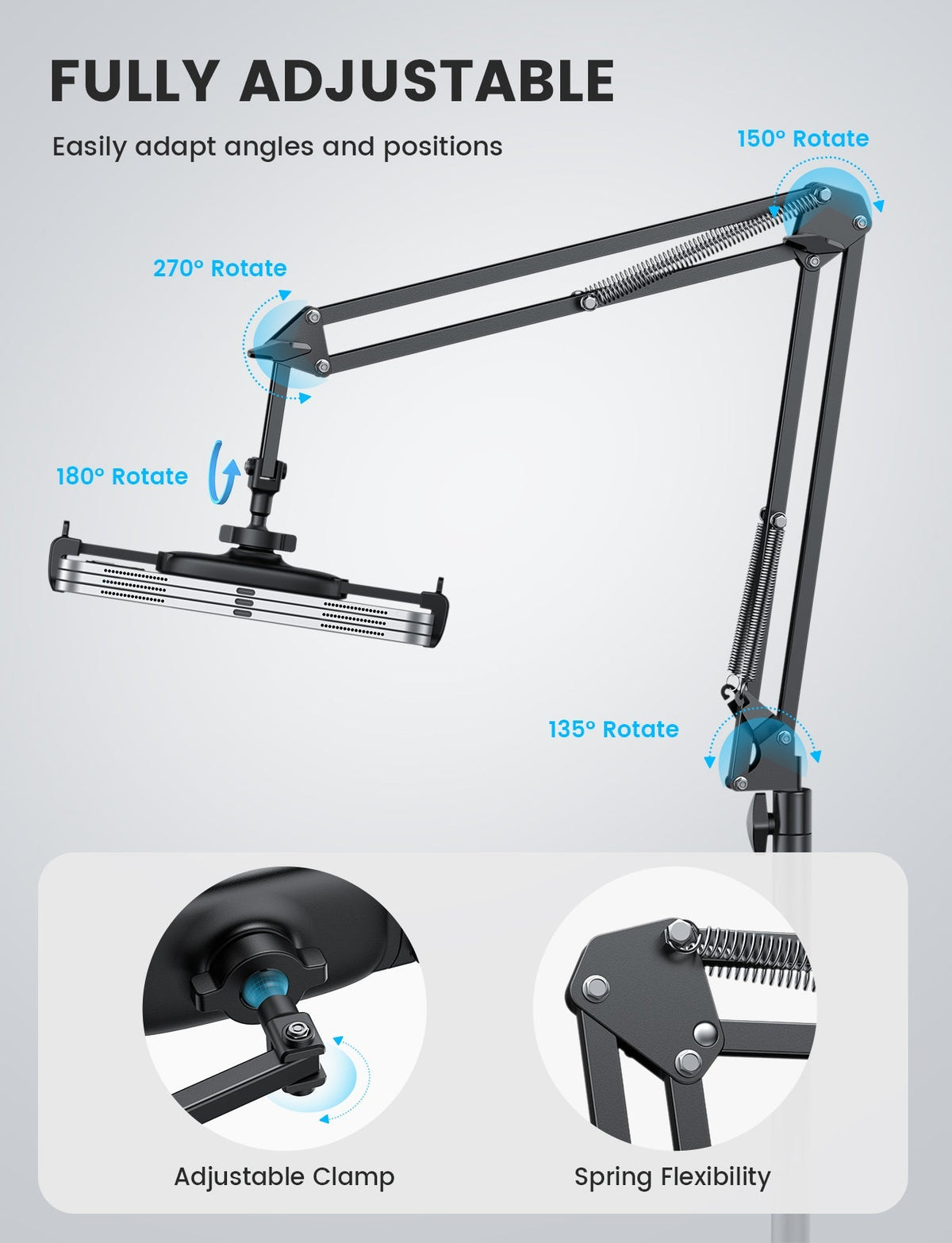 Lamicall Tablet Floor Stand Flexible Arm Holder Multi Angle