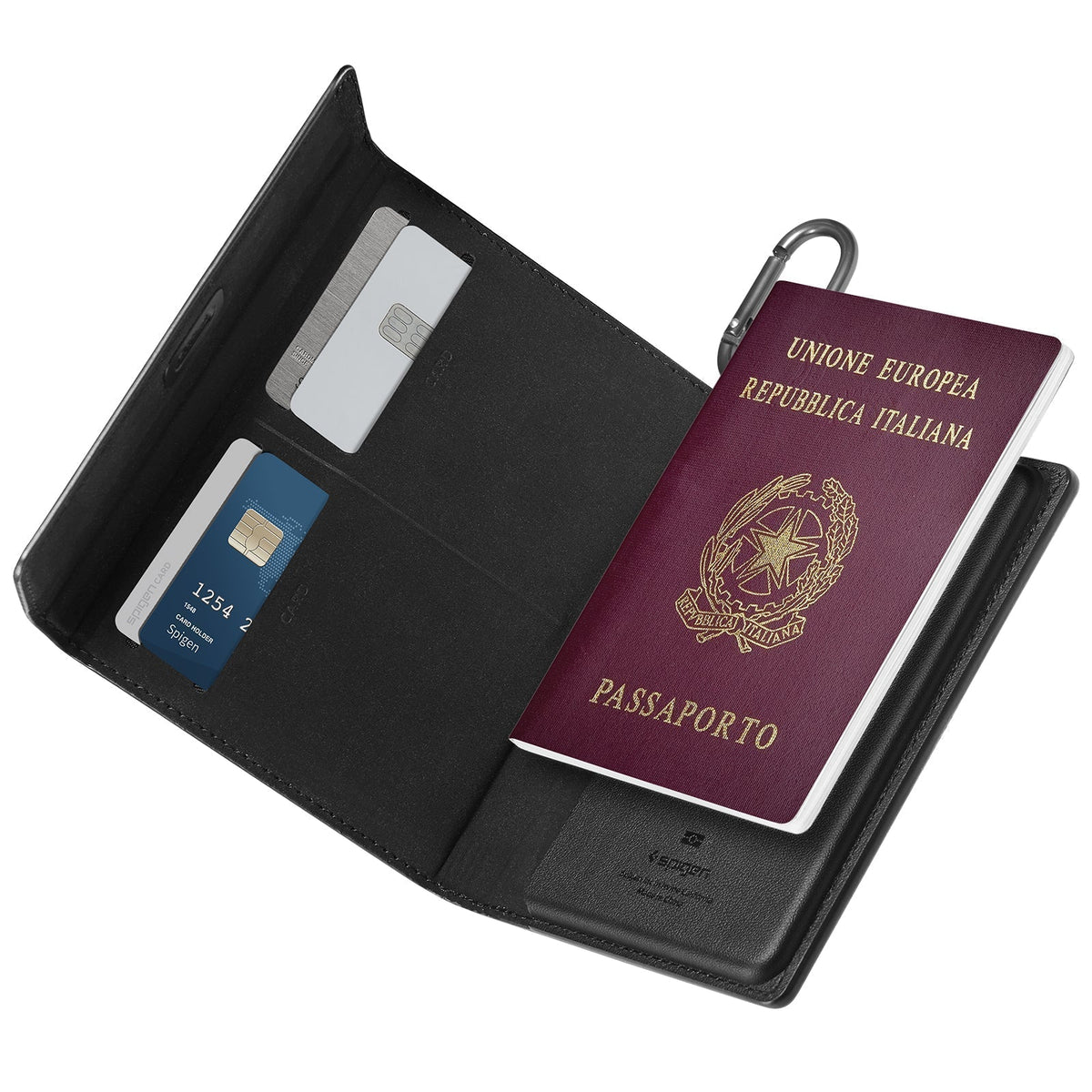 Spigen Passport Holder Case – RFID Blocking Travel Wallet with Card Slots & SIM Storage