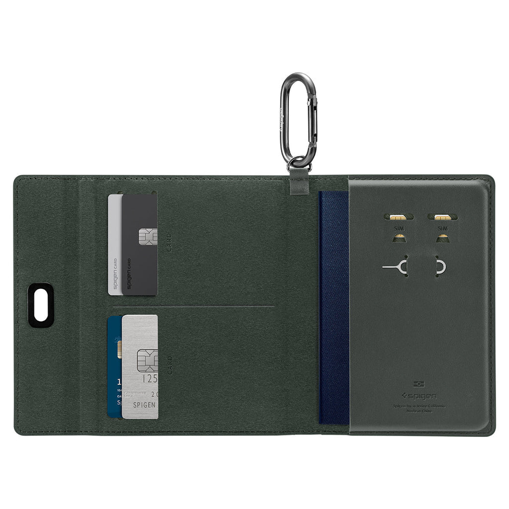 Spigen Passport Holder Case – RFID Blocking Travel Wallet with Card Slots & SIM Storage